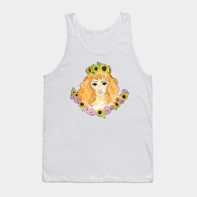 Seasonal flower girls- Summer Tank Top by Beelixir Illustration